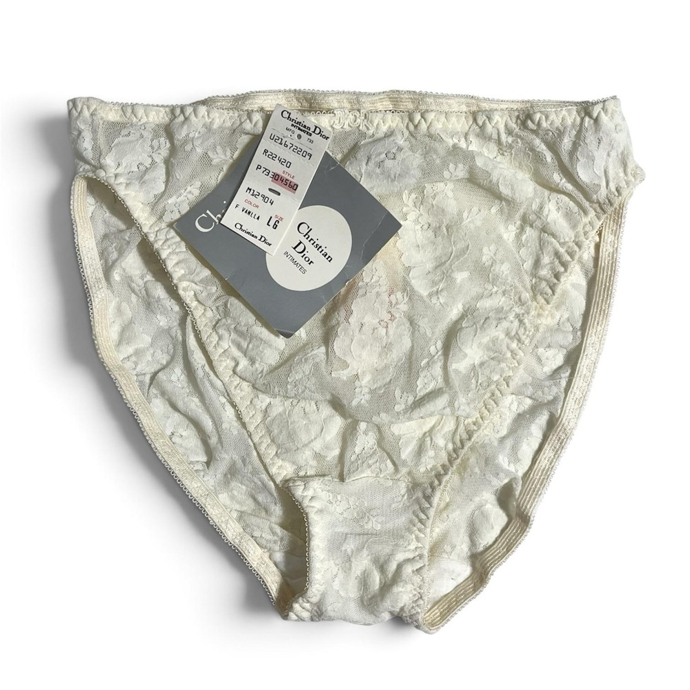 Christian Dior Panties Vintage Bridal Floral Lace second skin Sheer Brief 4560 L